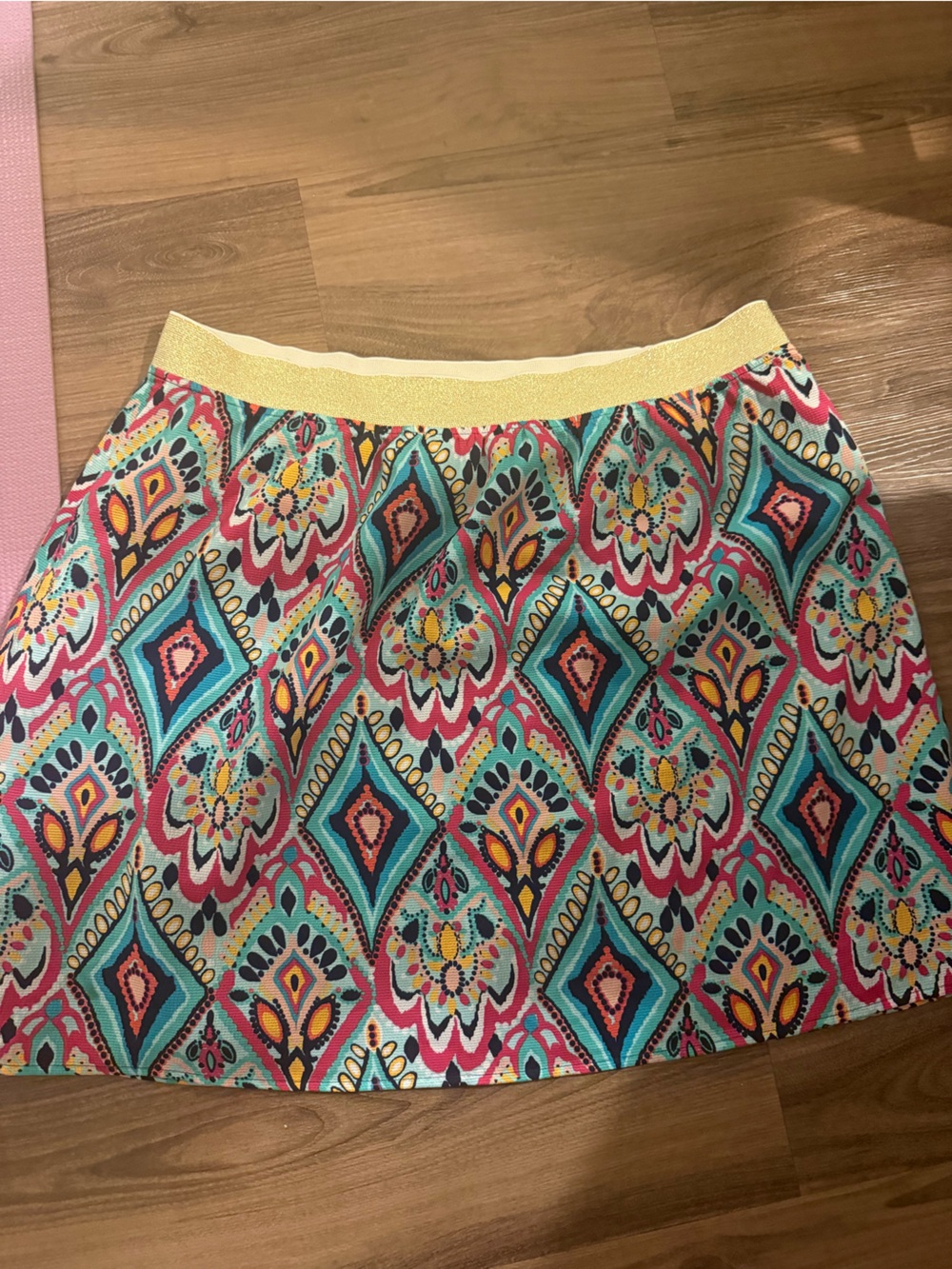 Lilly Pulitzer Multicolor Printed Skater Skirt with Yellow Waistband